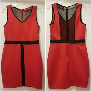 AKIRA RED LABEL Mini Dress Red/Black sheer
